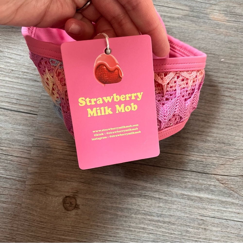 Strawberry Milk Mob Piper Crochet Bikini Top - Picture 4 of 8